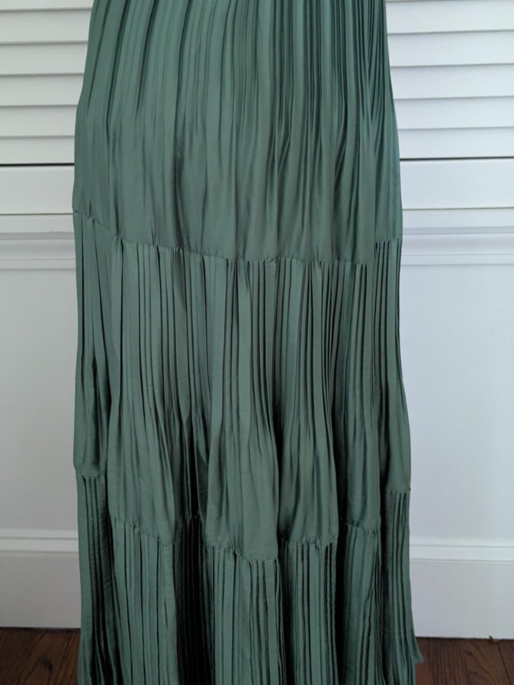 Current Air (Anthropologie Partner) High Waisted Pleated Green Maxi Skirt, Sz S - Picture 2 of 6